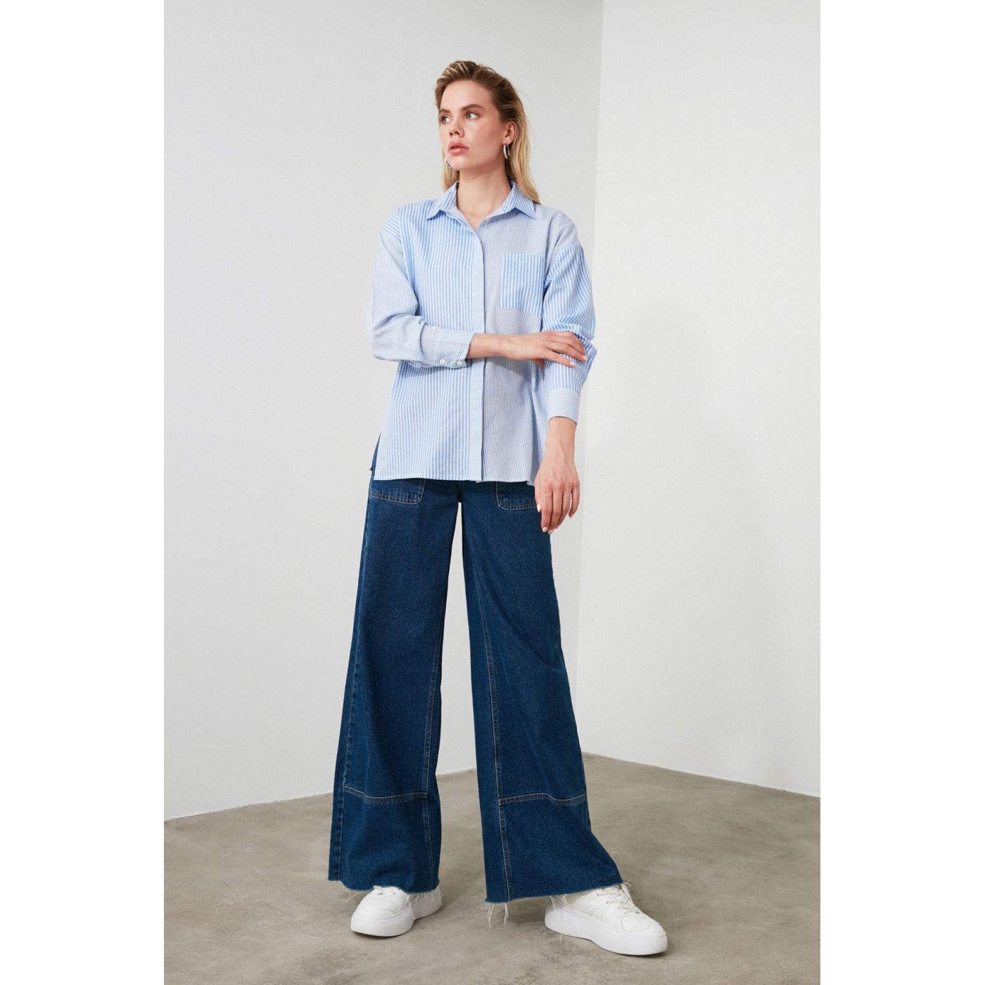 Trendyol Blue Line Detailed Shirt
