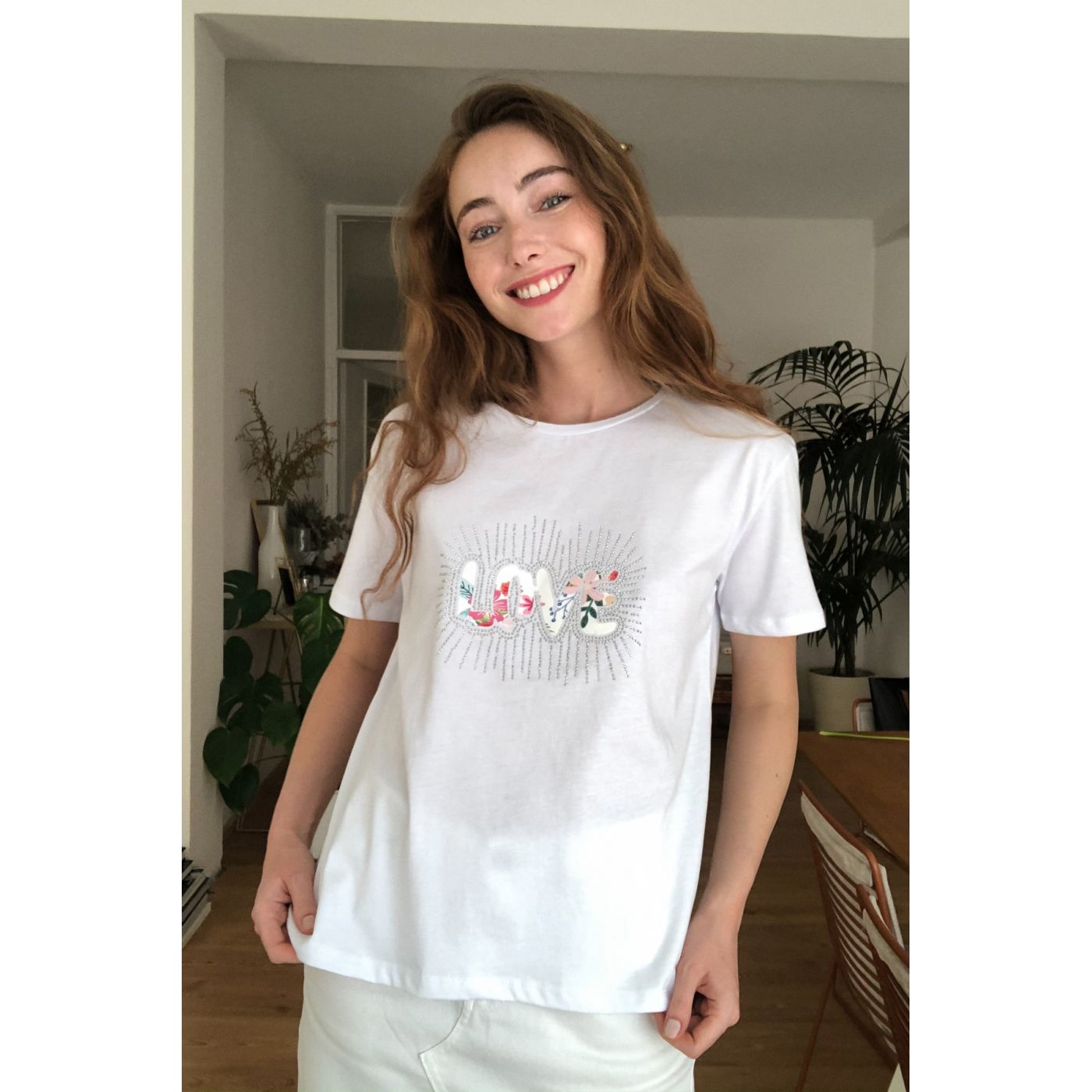 Trendyol White Printed Knitted T-Shirt