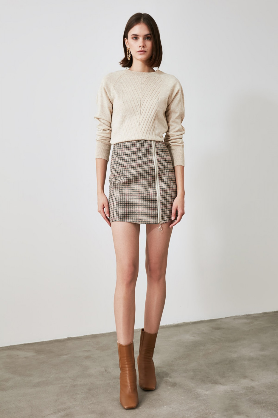 Trendyol Grey Zip Skirt