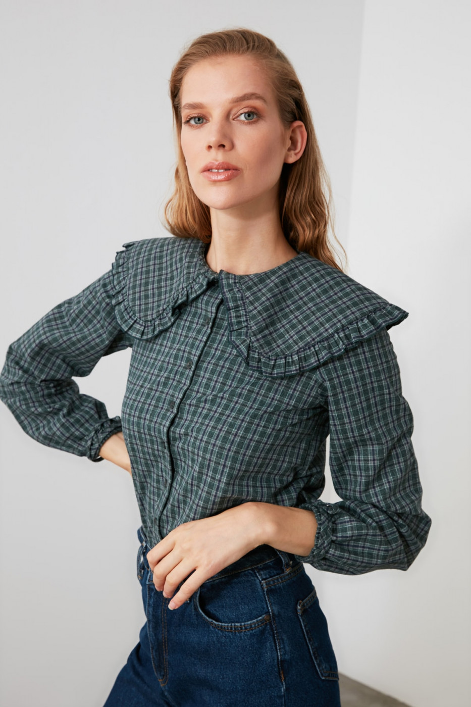 Trendyol Anthracite Collar Detailed Shirt
