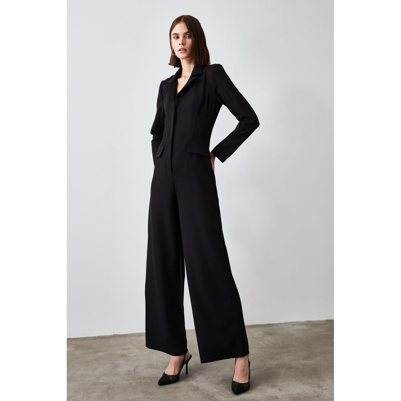 Trendyol Black Jacket Collar Jumpsuit