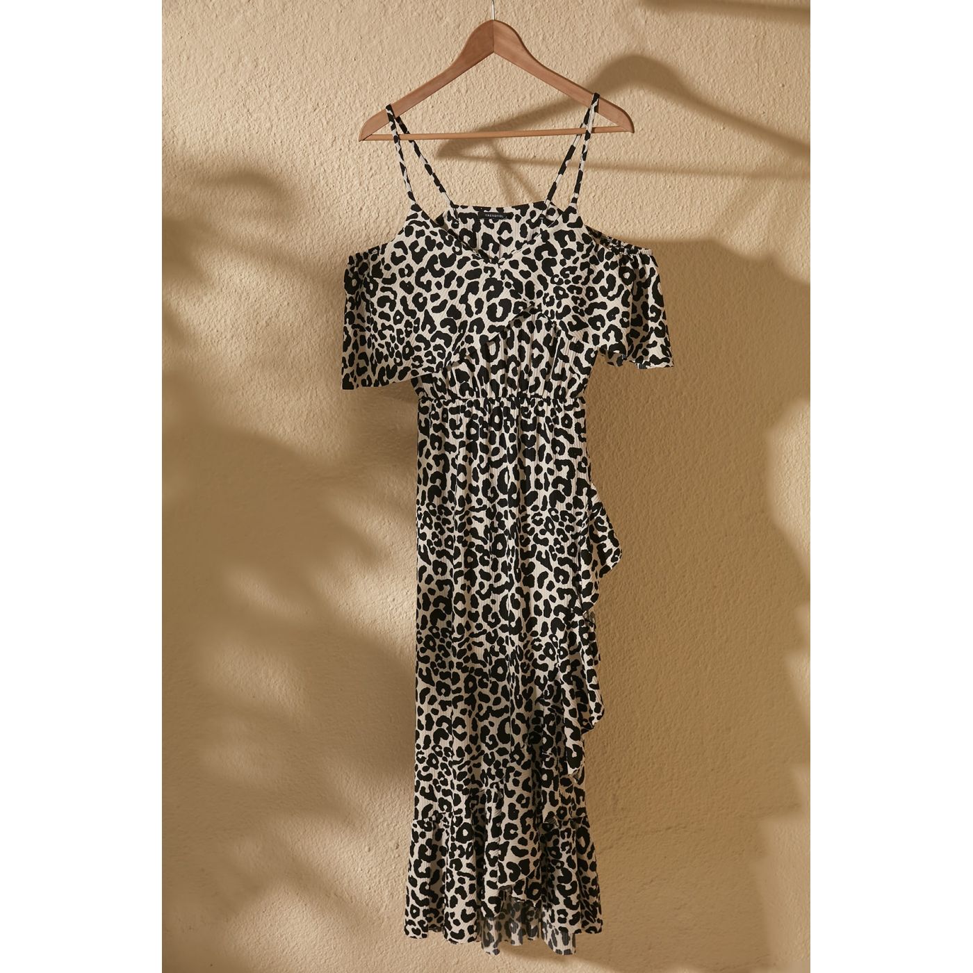 Trendyol Multi-Color Patterned Volancarmen Collar Knitting Dress