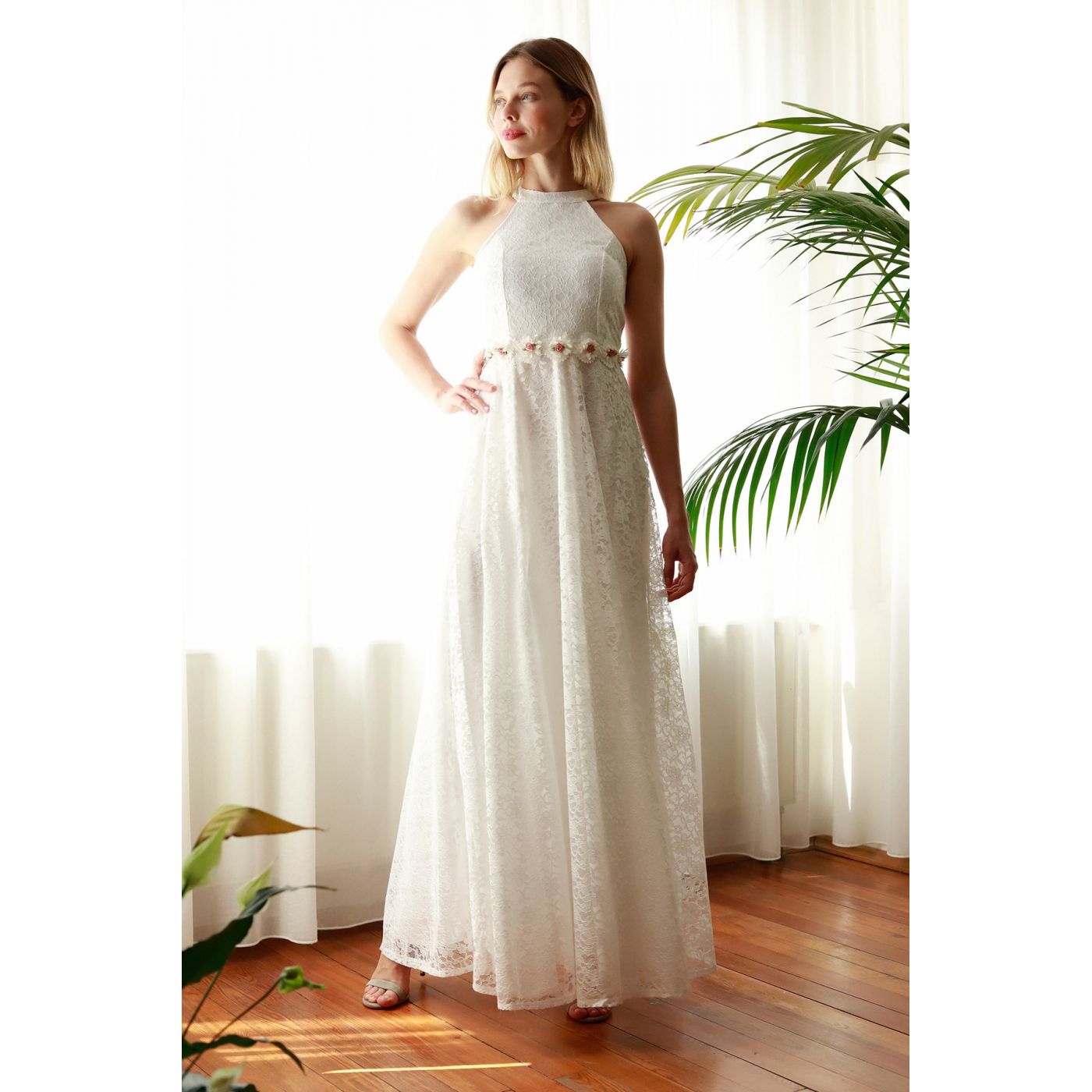 Trendyol Ekru Accessory Detailed Evening Dress & Graduation Dress