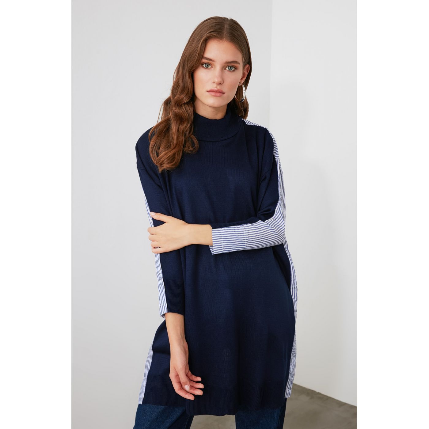 Trendyol Navy Woven Garnili Knitwear Dress