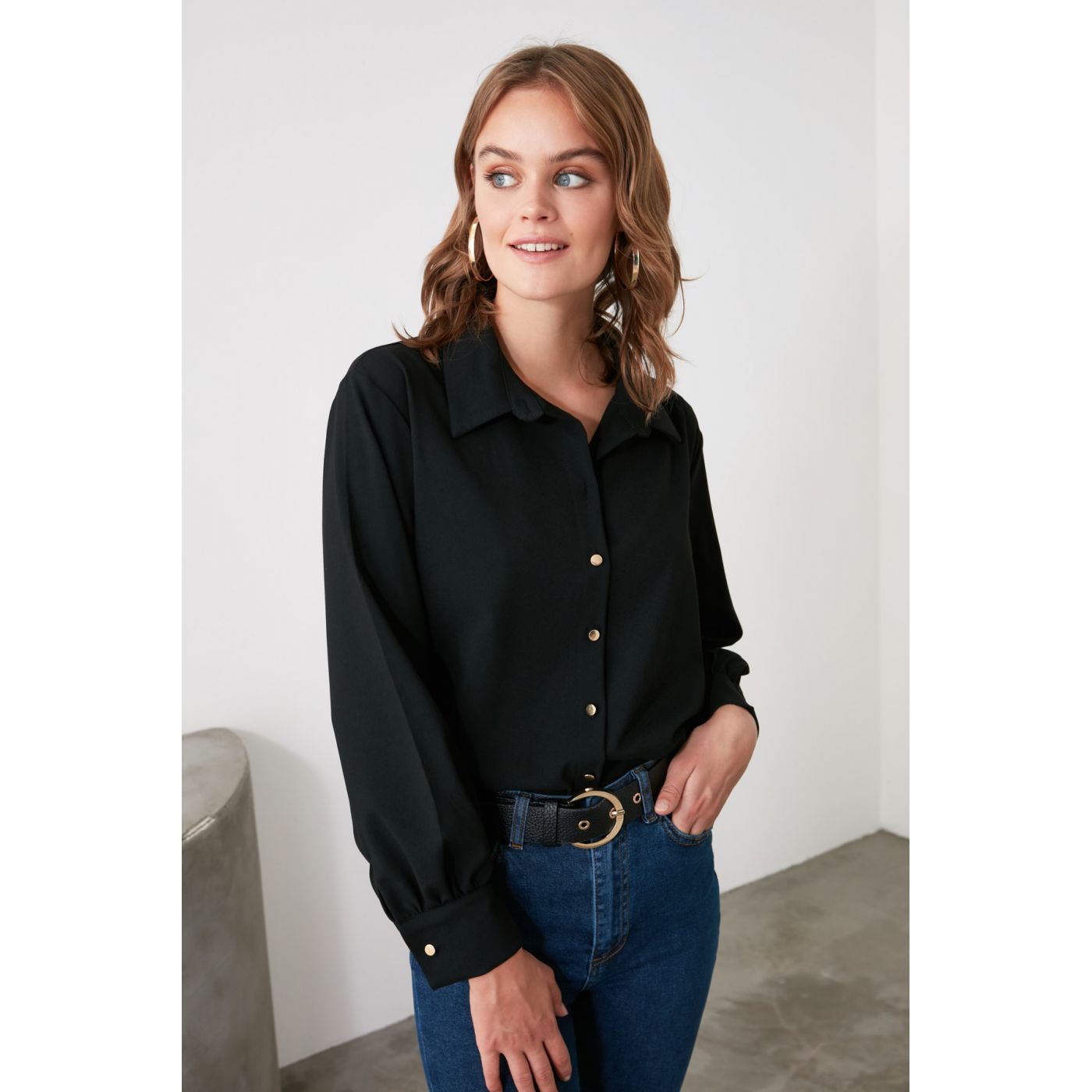 Trendyol Black Boyfriend Shirt