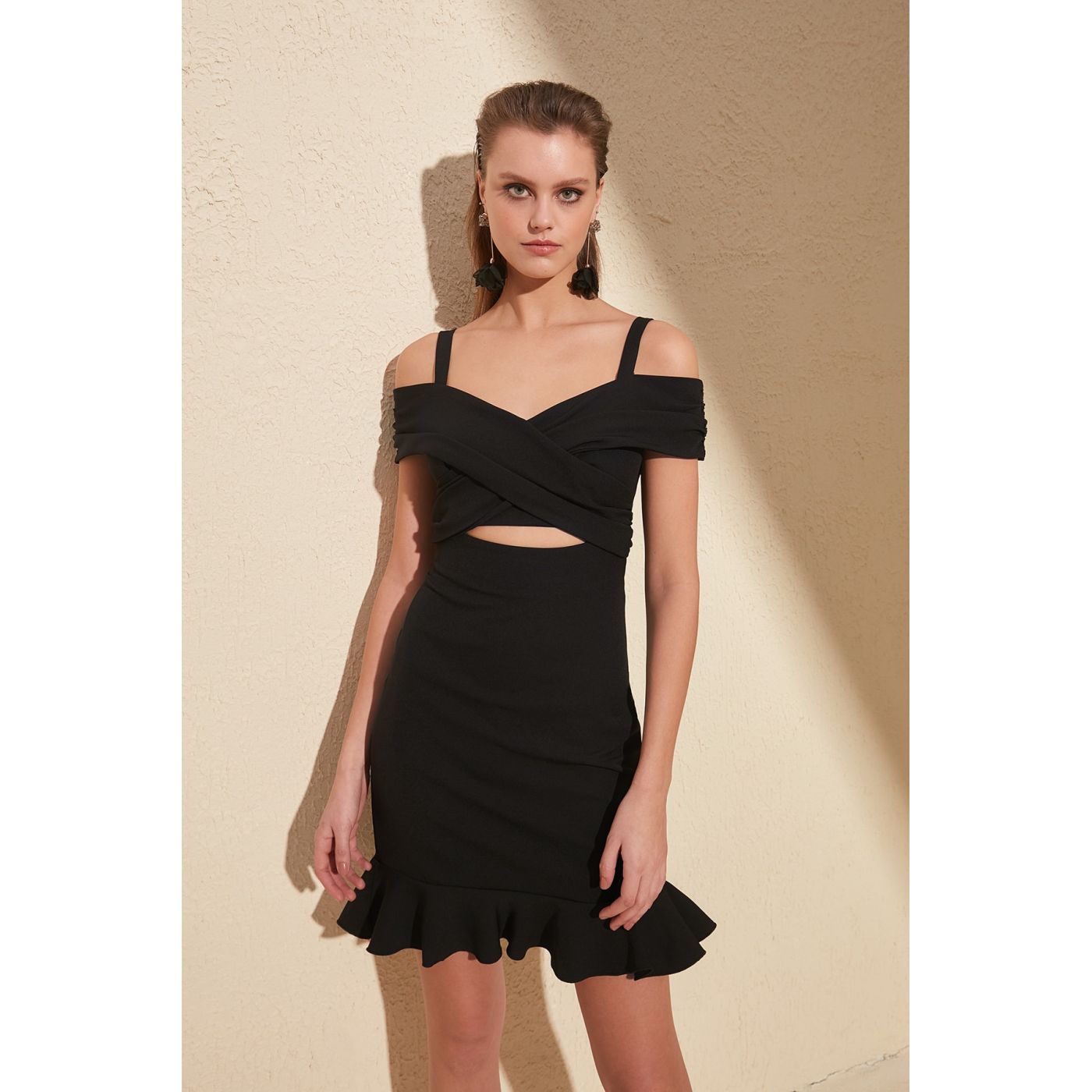 Trendyol Black Waist Drapes dress