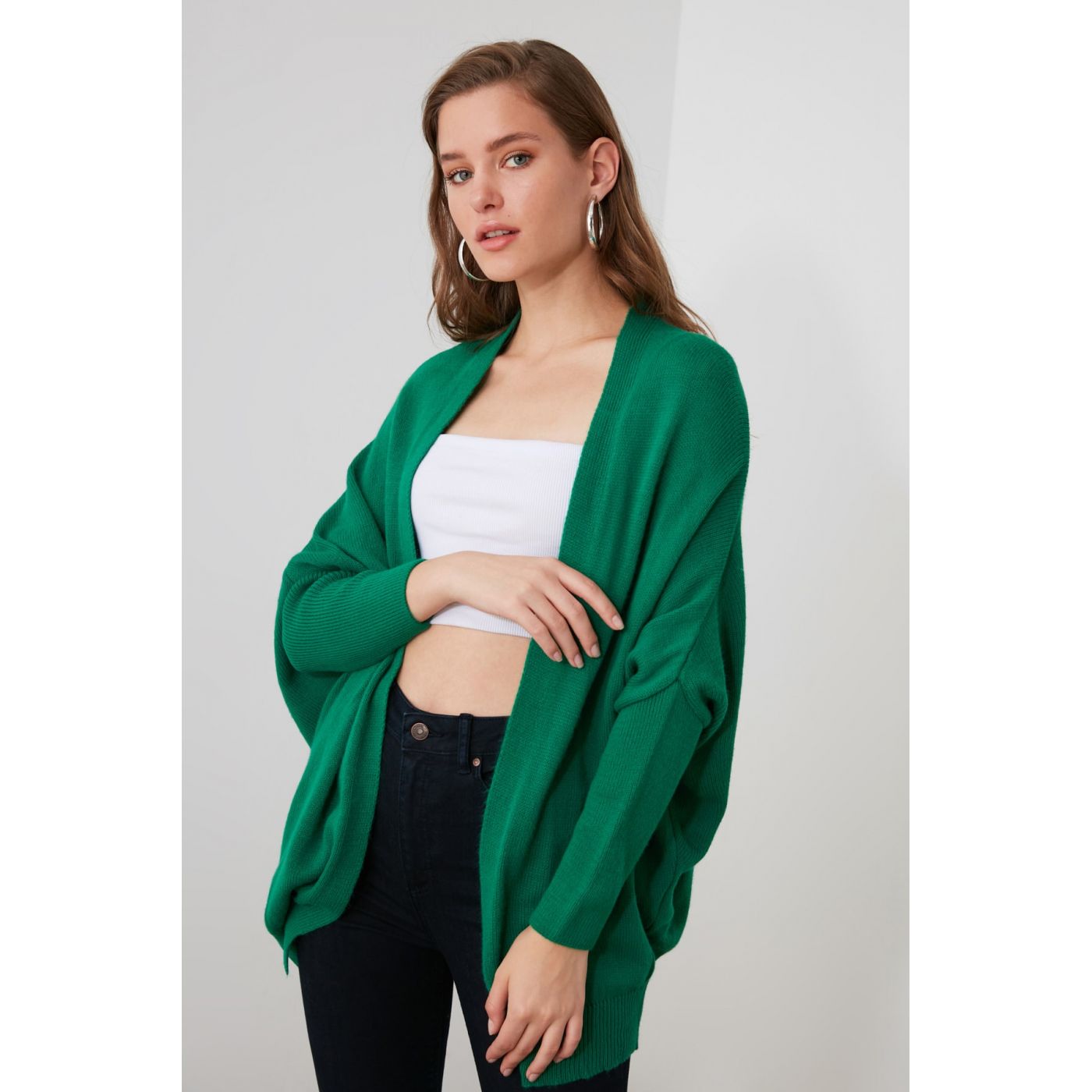 Trendyol Green Balloon Sleeve Knitwear Cardigan
