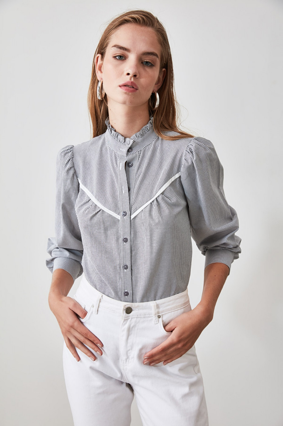 Trendyol Anthracite Button Detailed Shirt