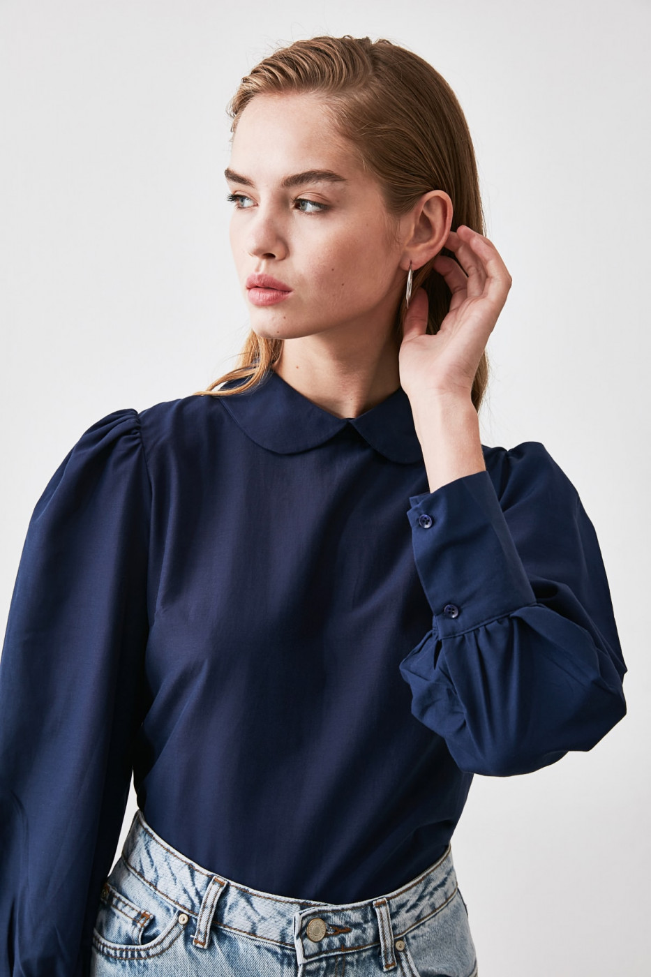 Trendyol Navy Collar DetailBlo