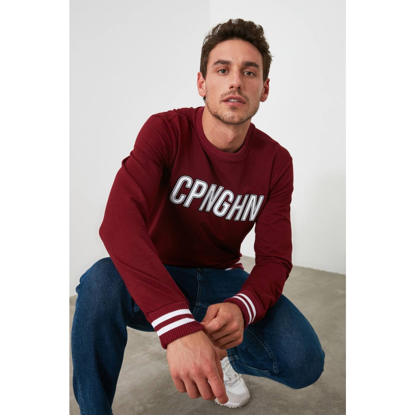 Trendyol Burgundy Men Printed Sweatshirt