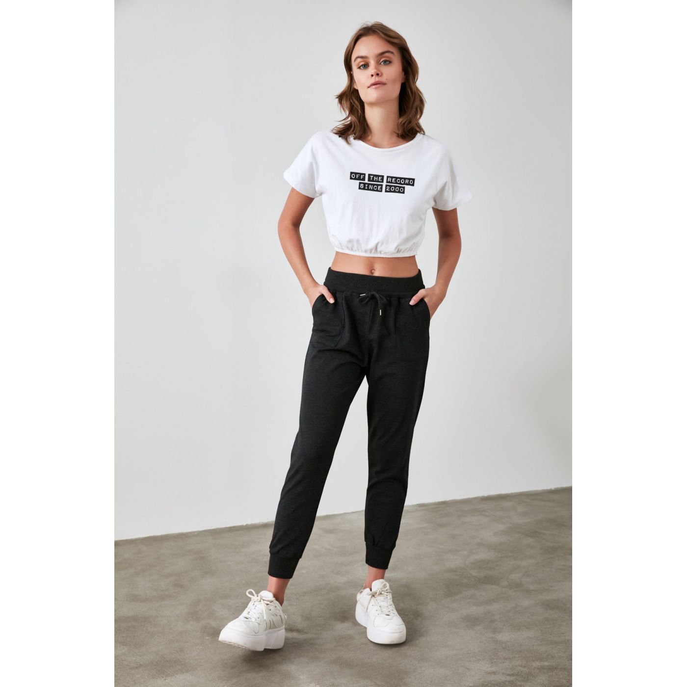 Trendyol Basic Jogger Knitted Tracksuit bottom with Anthracite Pocket