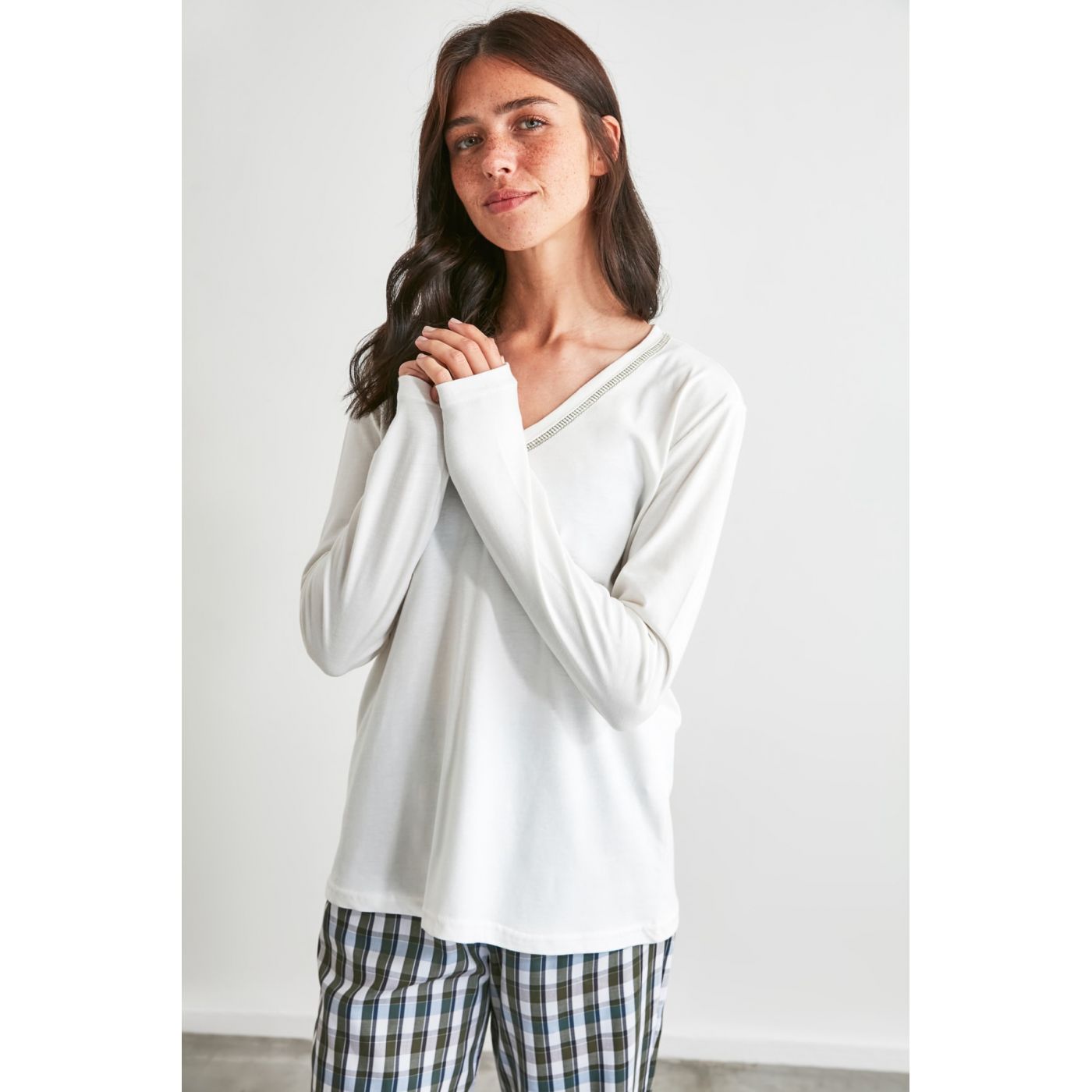 Trendyol Plaid Woven Pajama Set