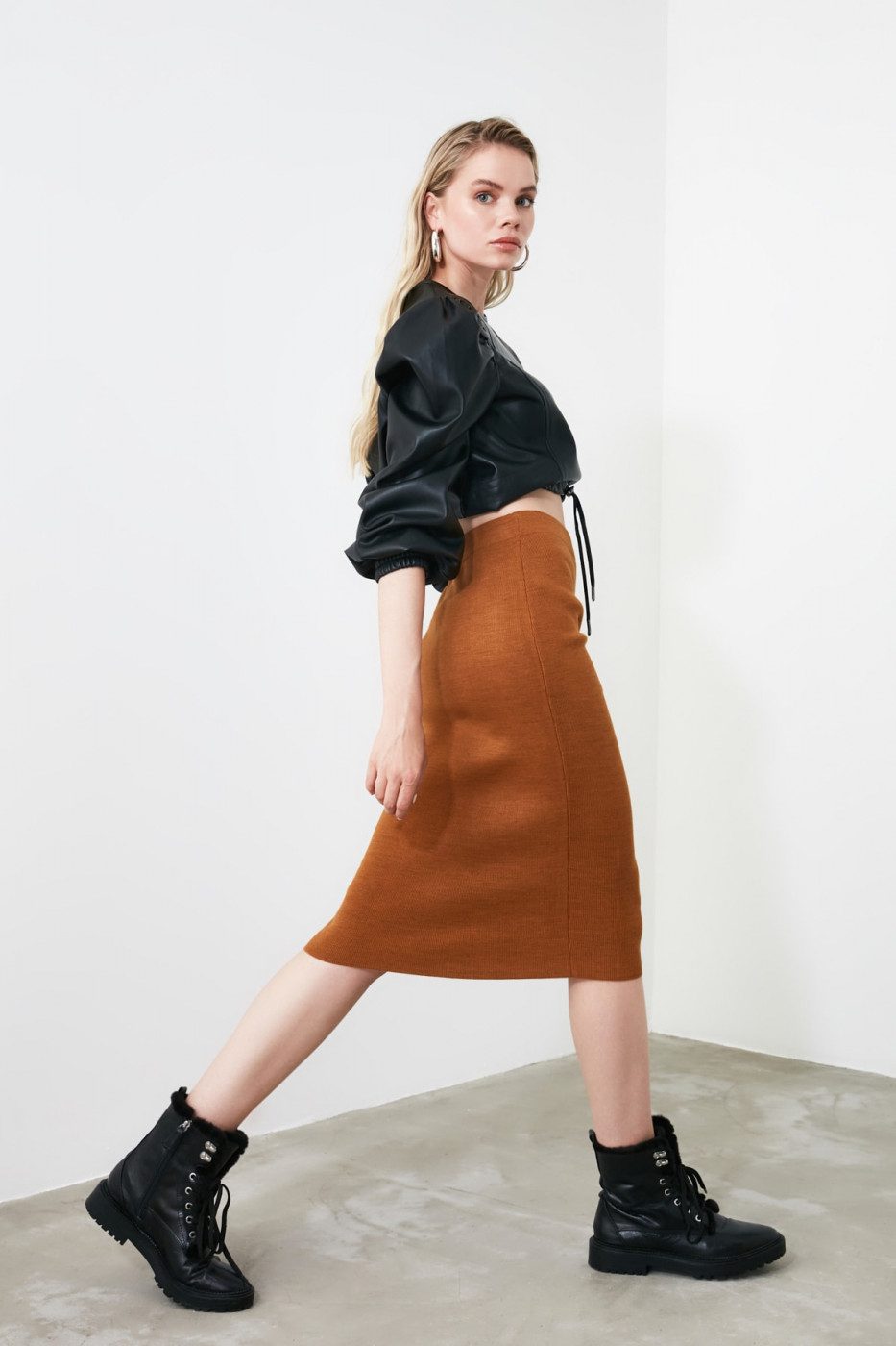 Trendyol Cinnamon Pen Knitwear Skirt