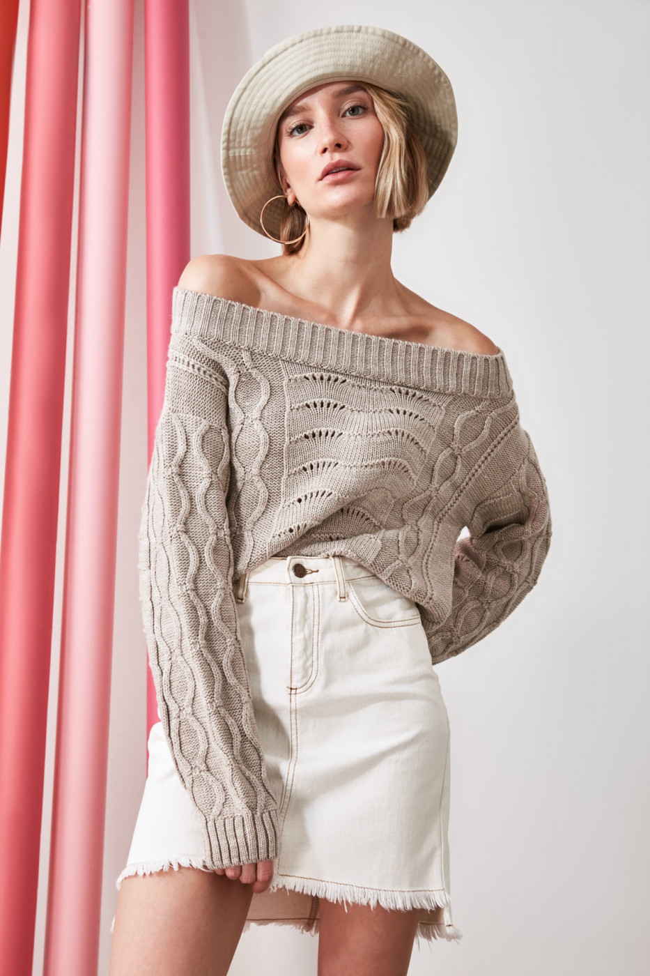 Trendyol Stone KnitTed Detailed Crop Knitwear Sweater