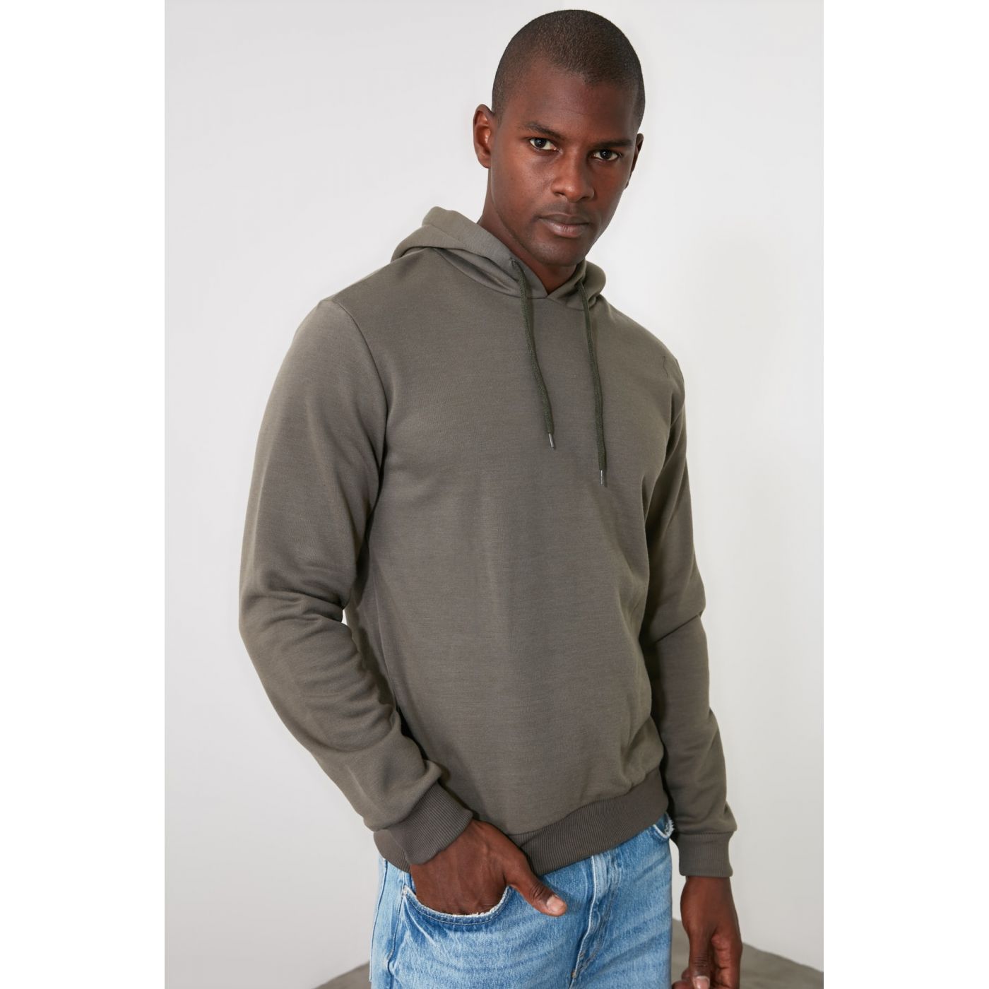 Trendyol Green Men's Hooded Regular Fit Sweatshirt