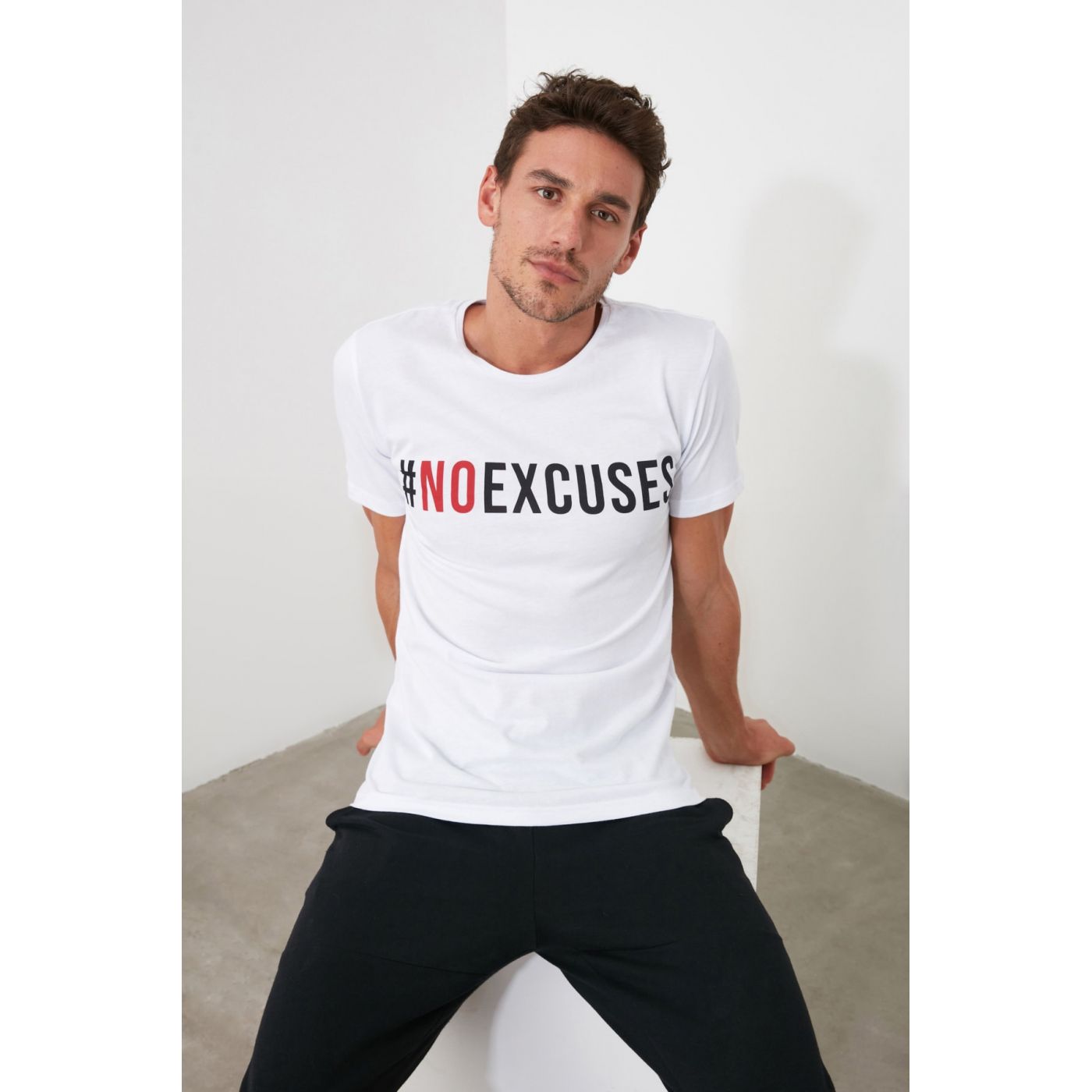 Trendyol White Men Printed Sports T-Shirt