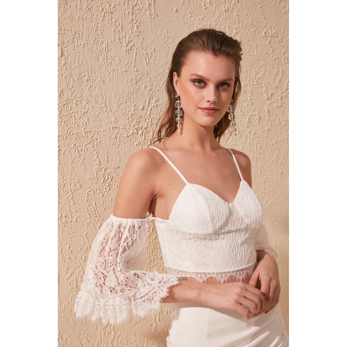 Naiste lühike top Trendyol Lace Detailed