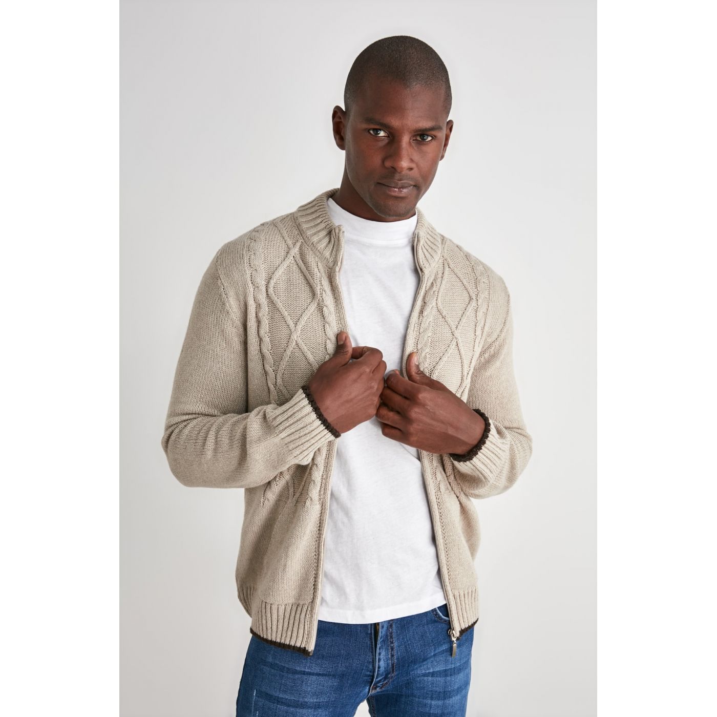 Trendyol Beige Men's Knitwear Cardigan