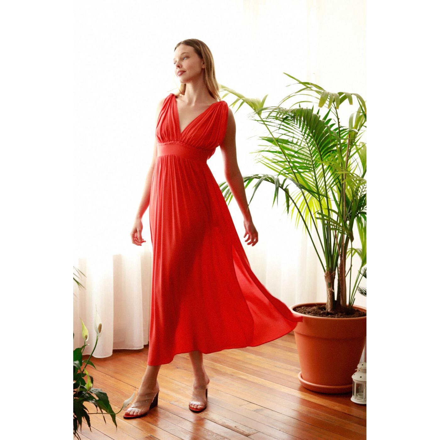 Trendyol Pomegranate Flower Knitted Hanger Viskon Dress
