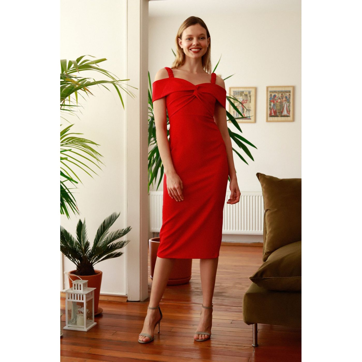 Trendyol Red Strap Detailed Dress