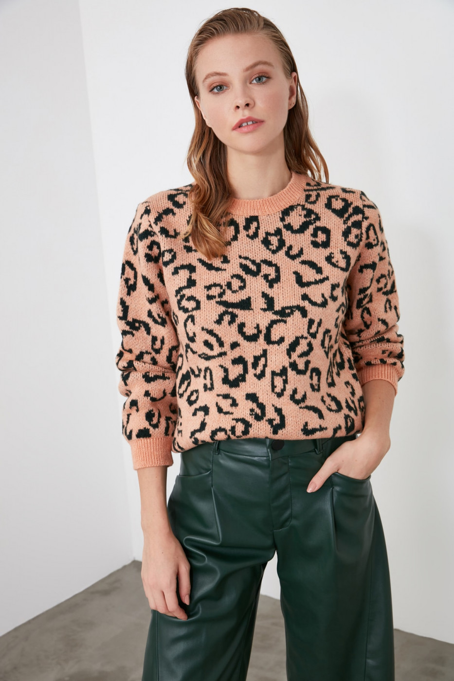 Trendyol Salmon Jacquard Knit Sweater