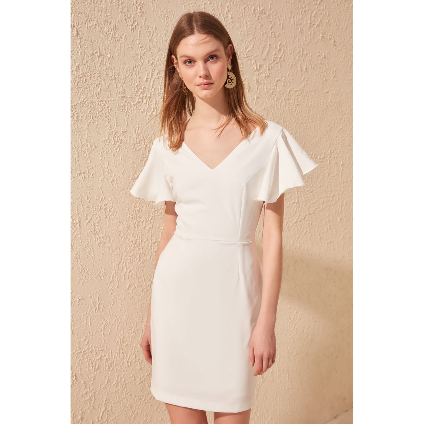 Trendyol White Sleeve Detailed Dress