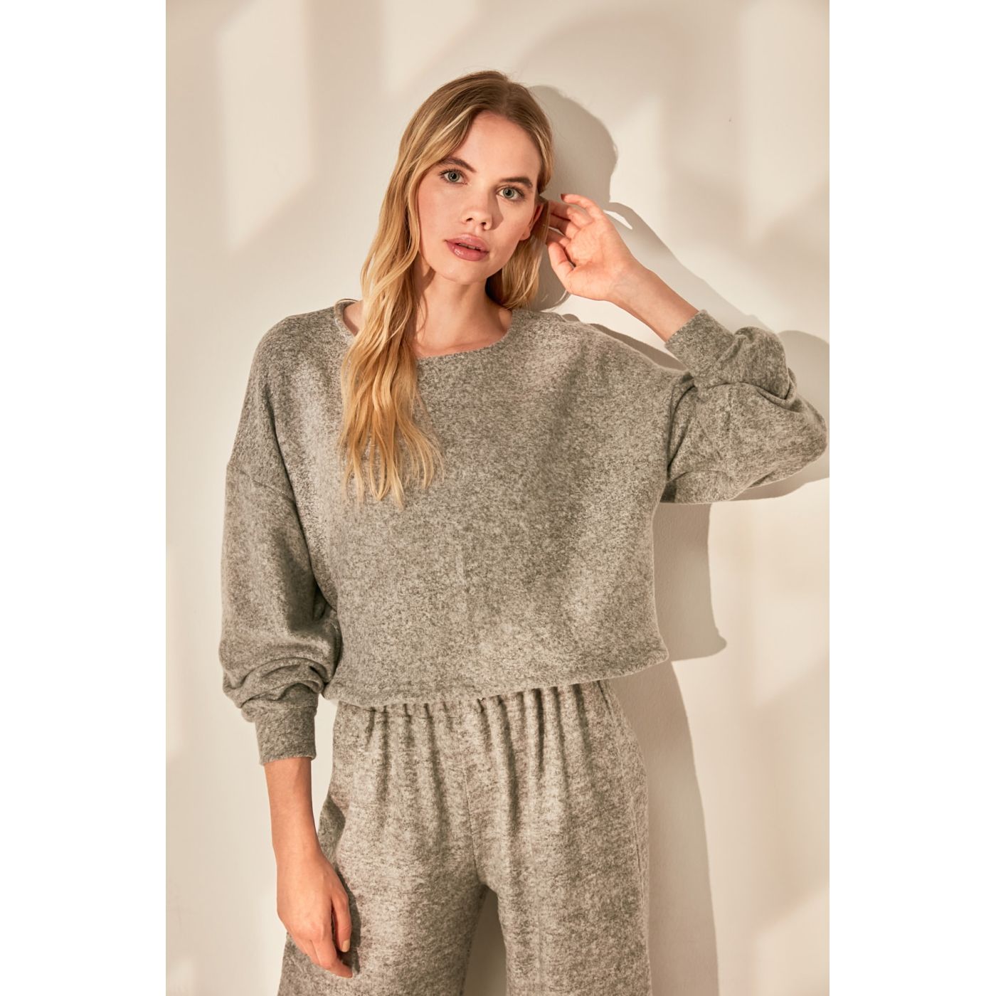 Trendyol Gray Yumoş Knitted Crop Blouse