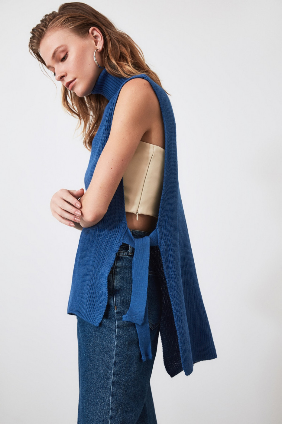 Trendyol Indigo Binding Detailed Knitwear Blouse