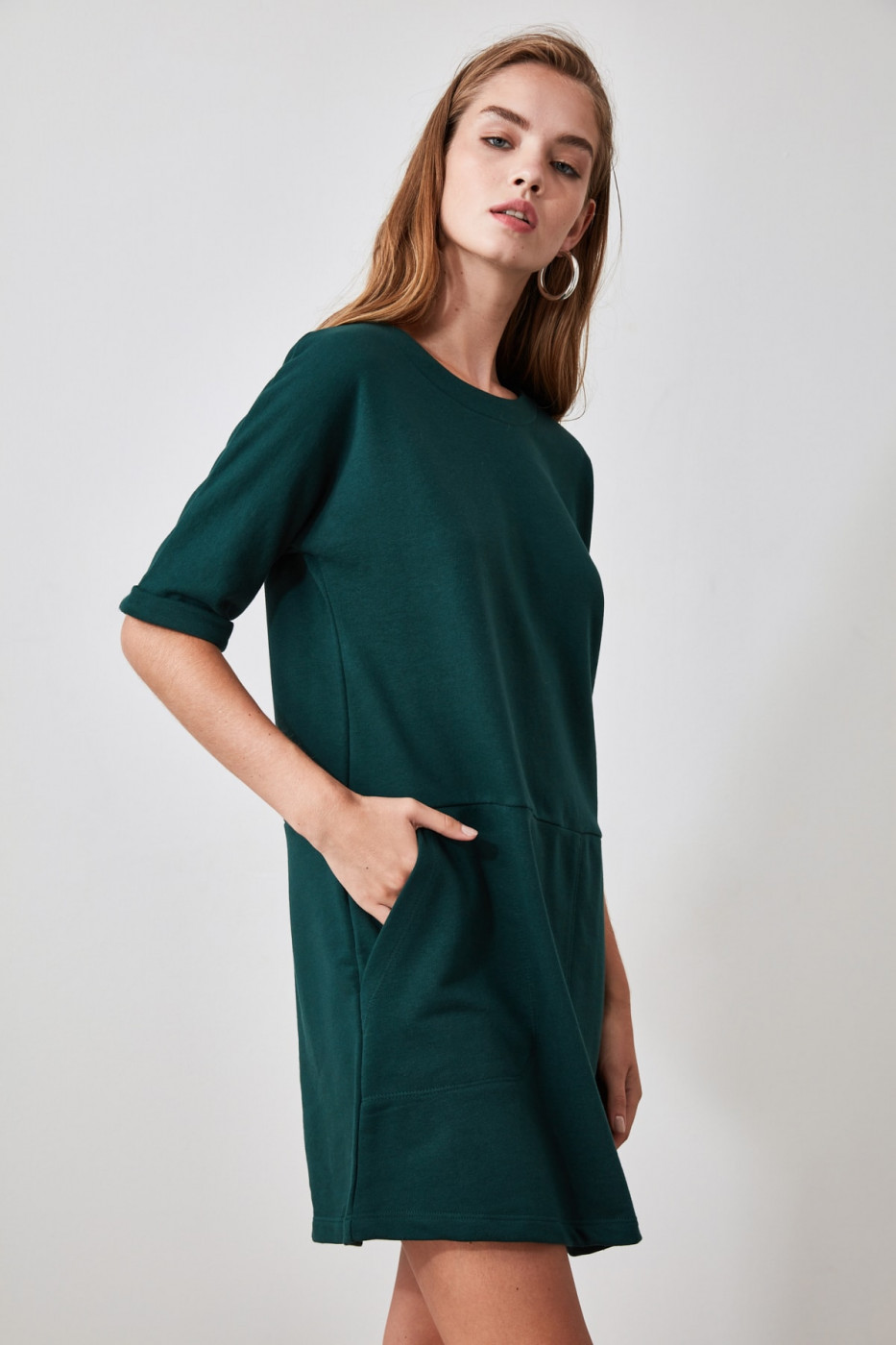Trendyol Green Pocket Detailed Mini Knitting Dress