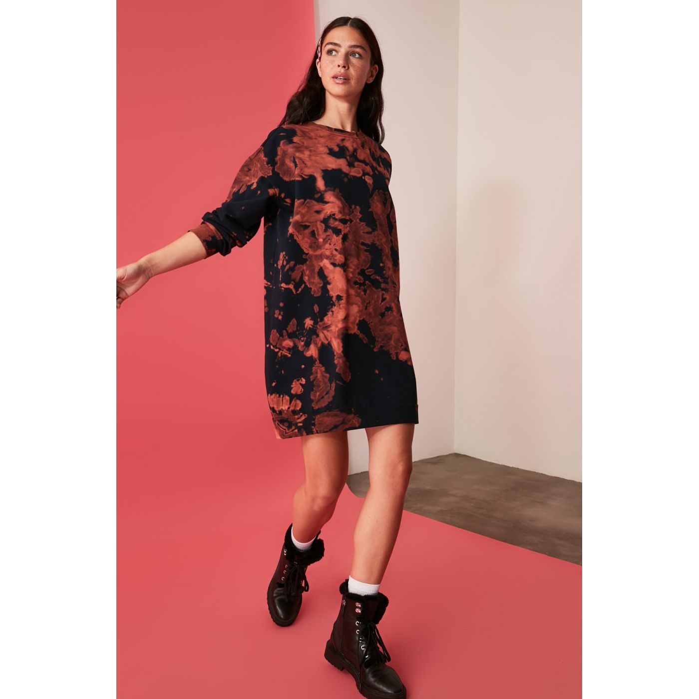 Trendyol Multicolored Batik Knitted Sweat Dress