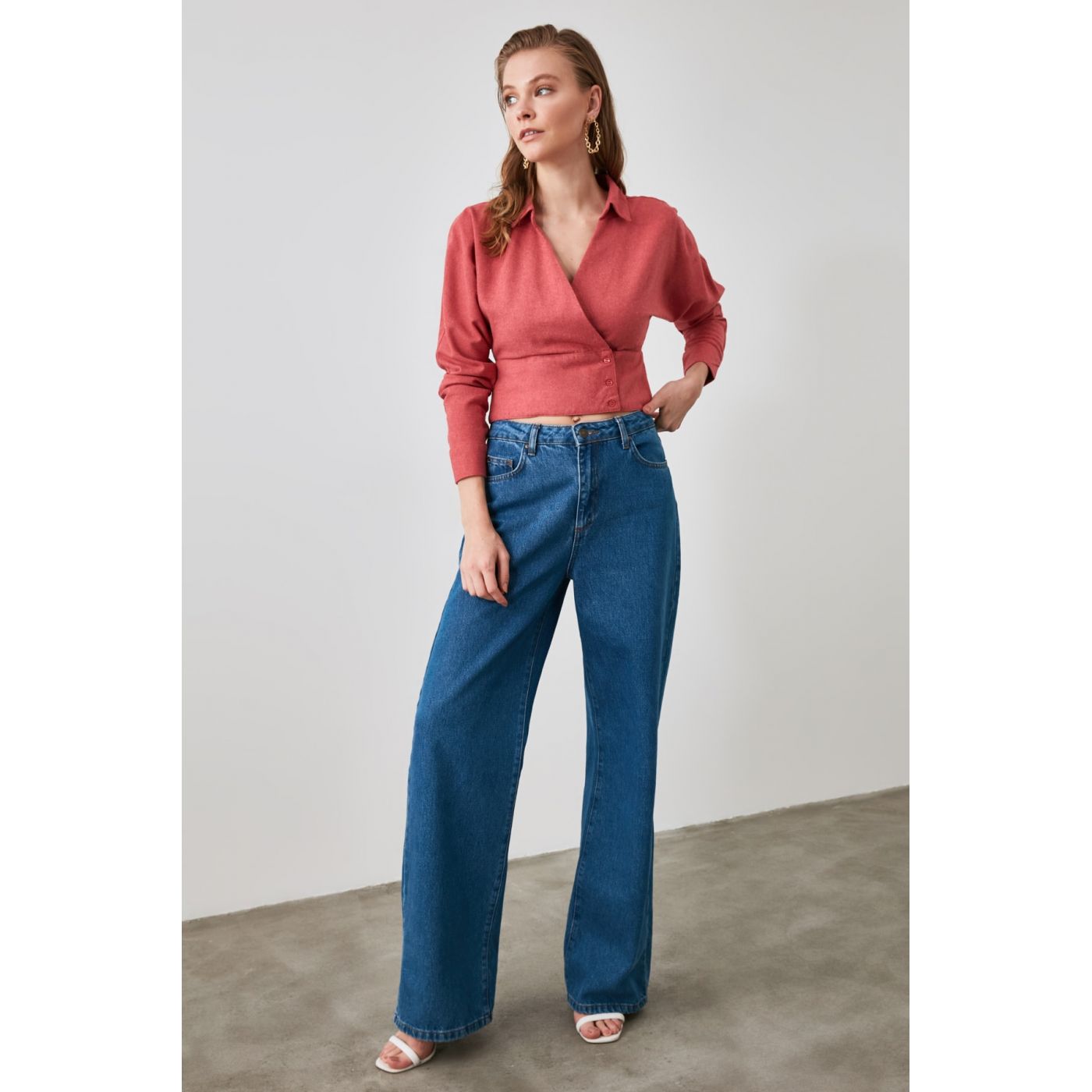 Trendyol Tile Asymmetric Blouse