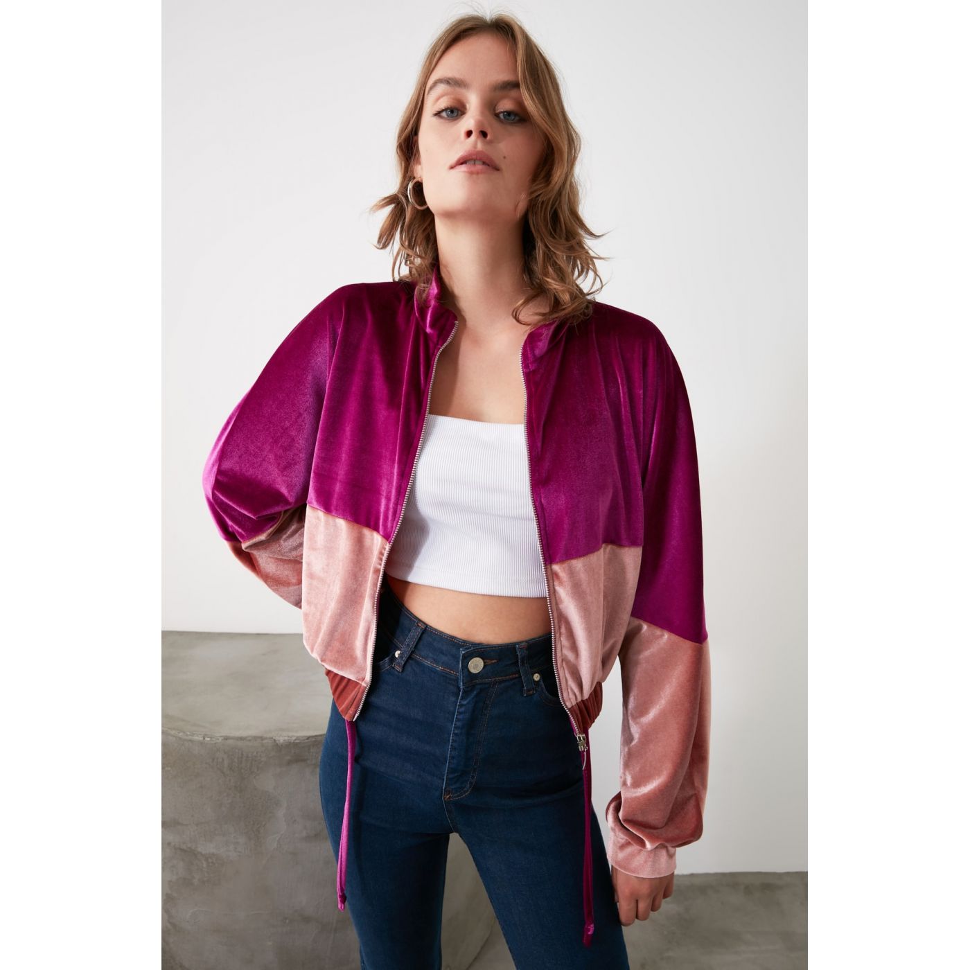 Trendyol Multicolored Bomber Knitted Jacket