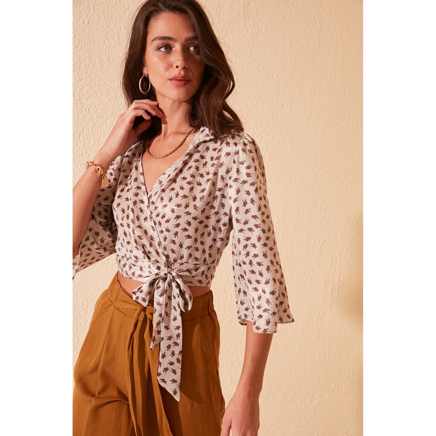 Trendyol Mink Patterned Blouse