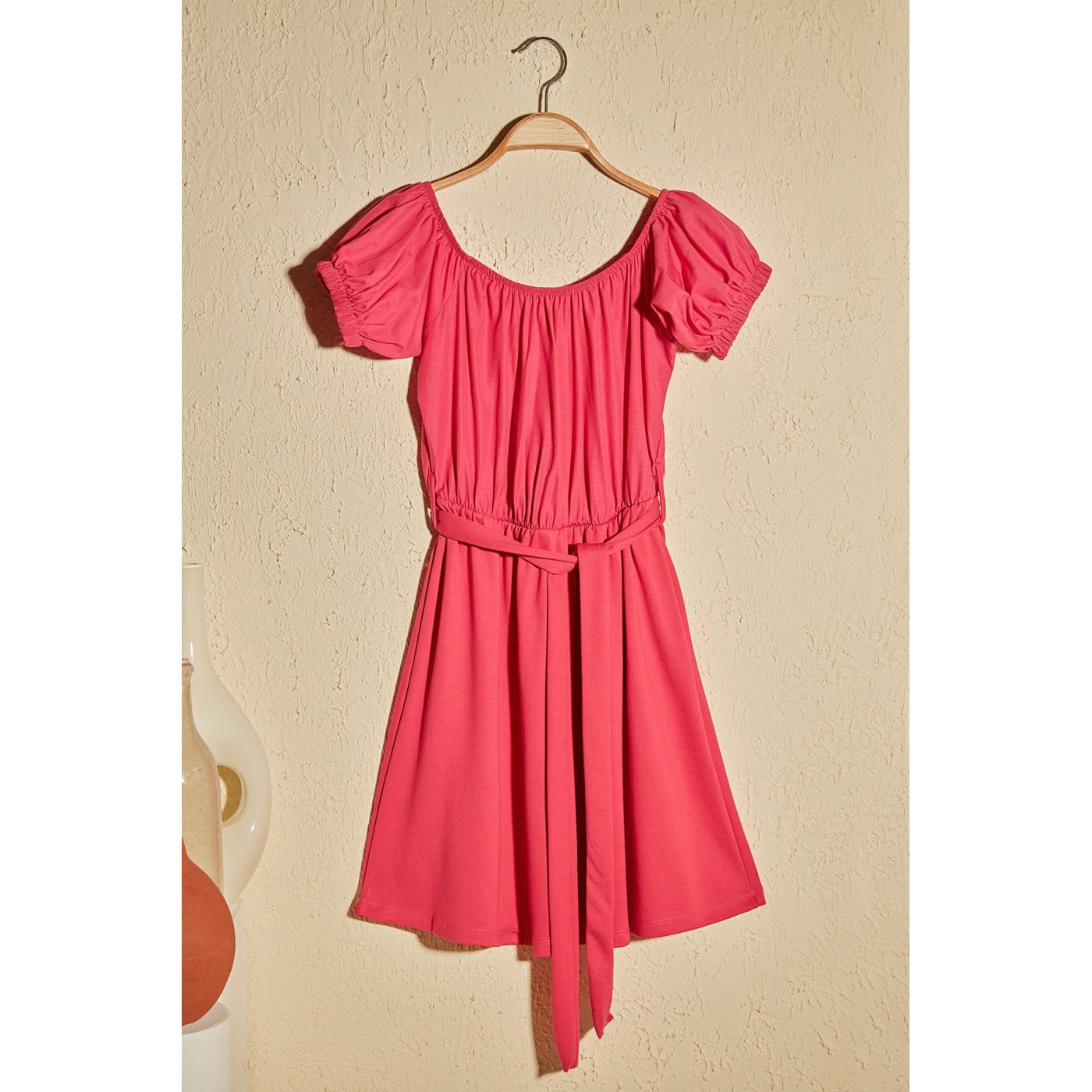 Trendyol Fuchya Belt Detailed Knitting Dress