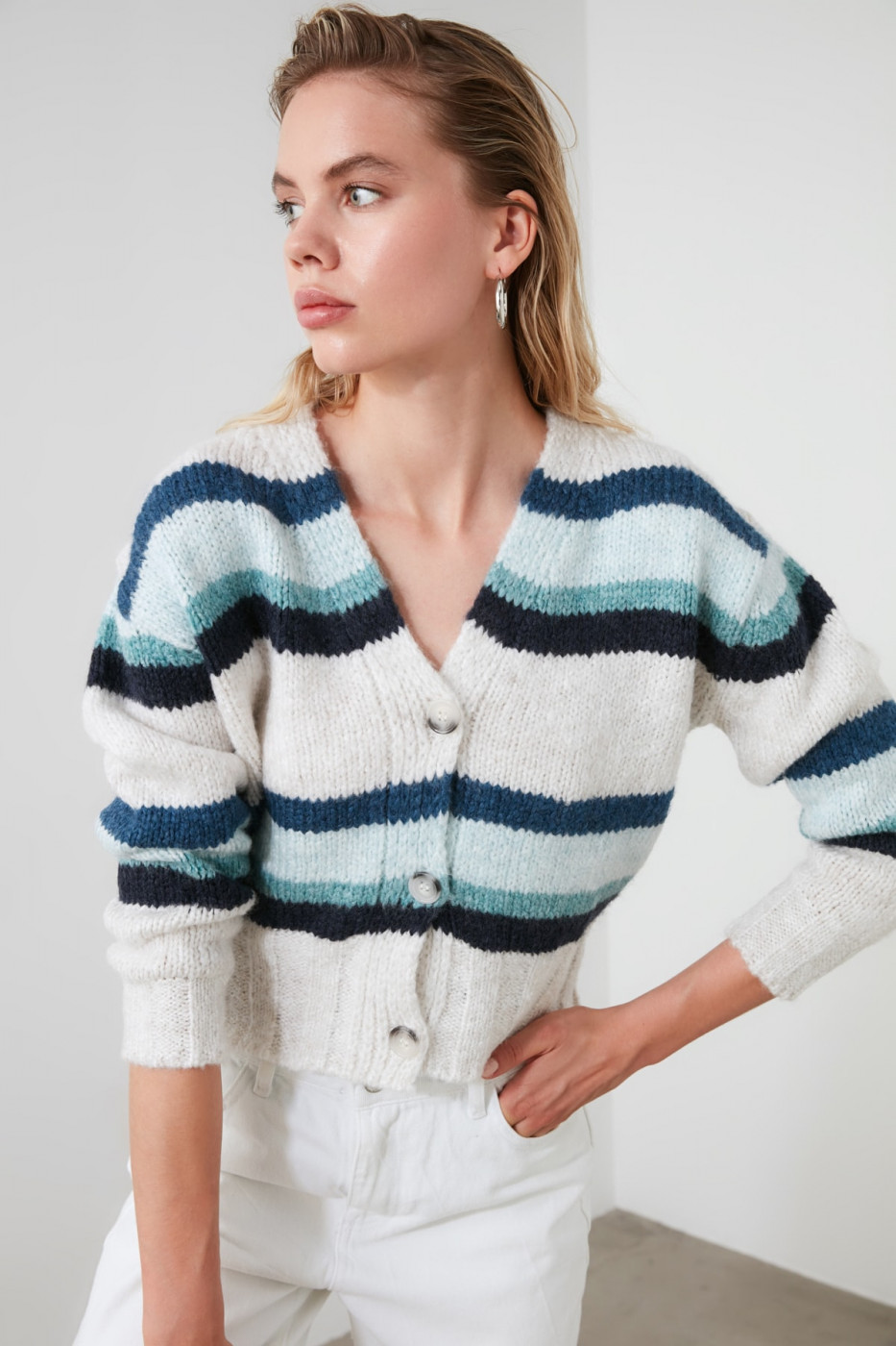 Trendyol MultiColored Striped Knitwear Cardigan