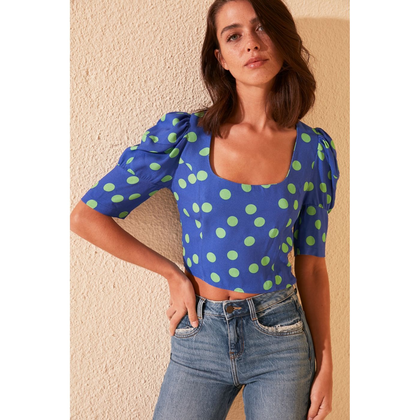 Trendyol Blue Polka Dot Blouse