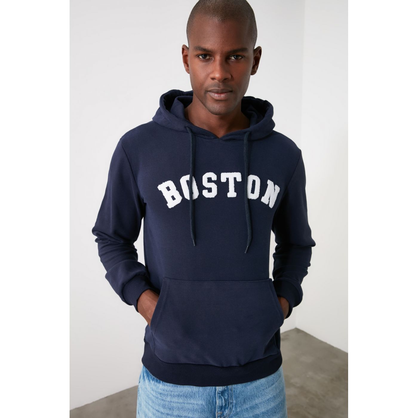 Trendyol Navy Men's Hooded Sweatshirt