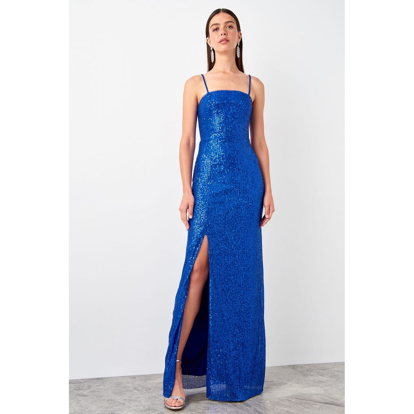 Trendyol Saks Slit Sequin Evening Dress