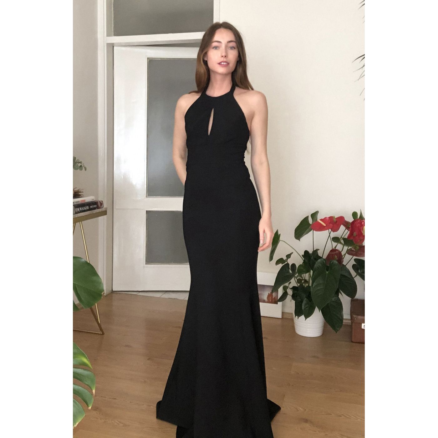Trendyol Black Neck Line Detailed Evening Dress & Graduation Dress