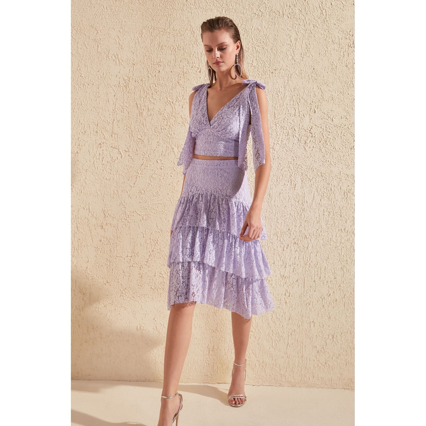 Trendyol Lila Lace Skirt