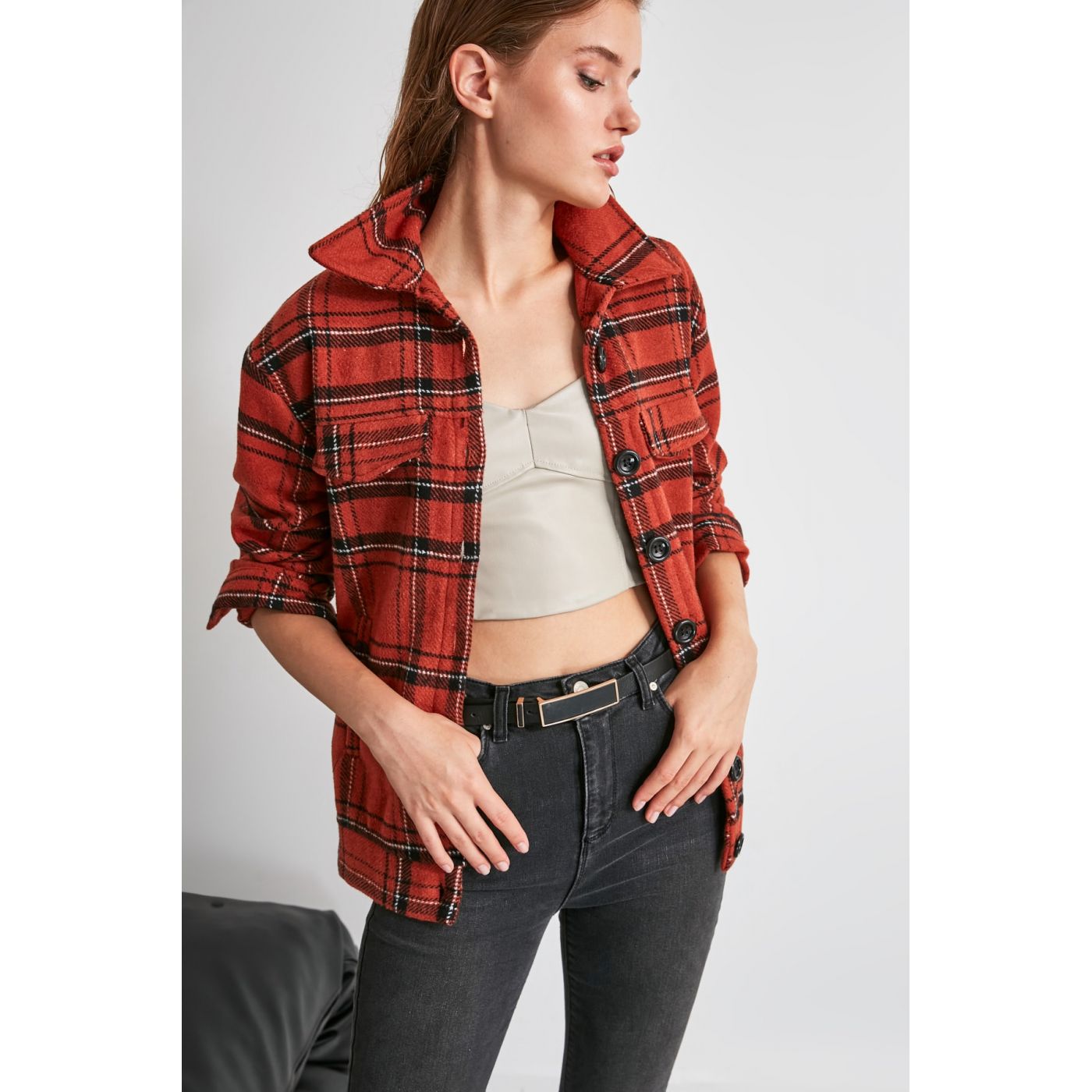 Trendyol Tdare Button Jacket Stamp Coat