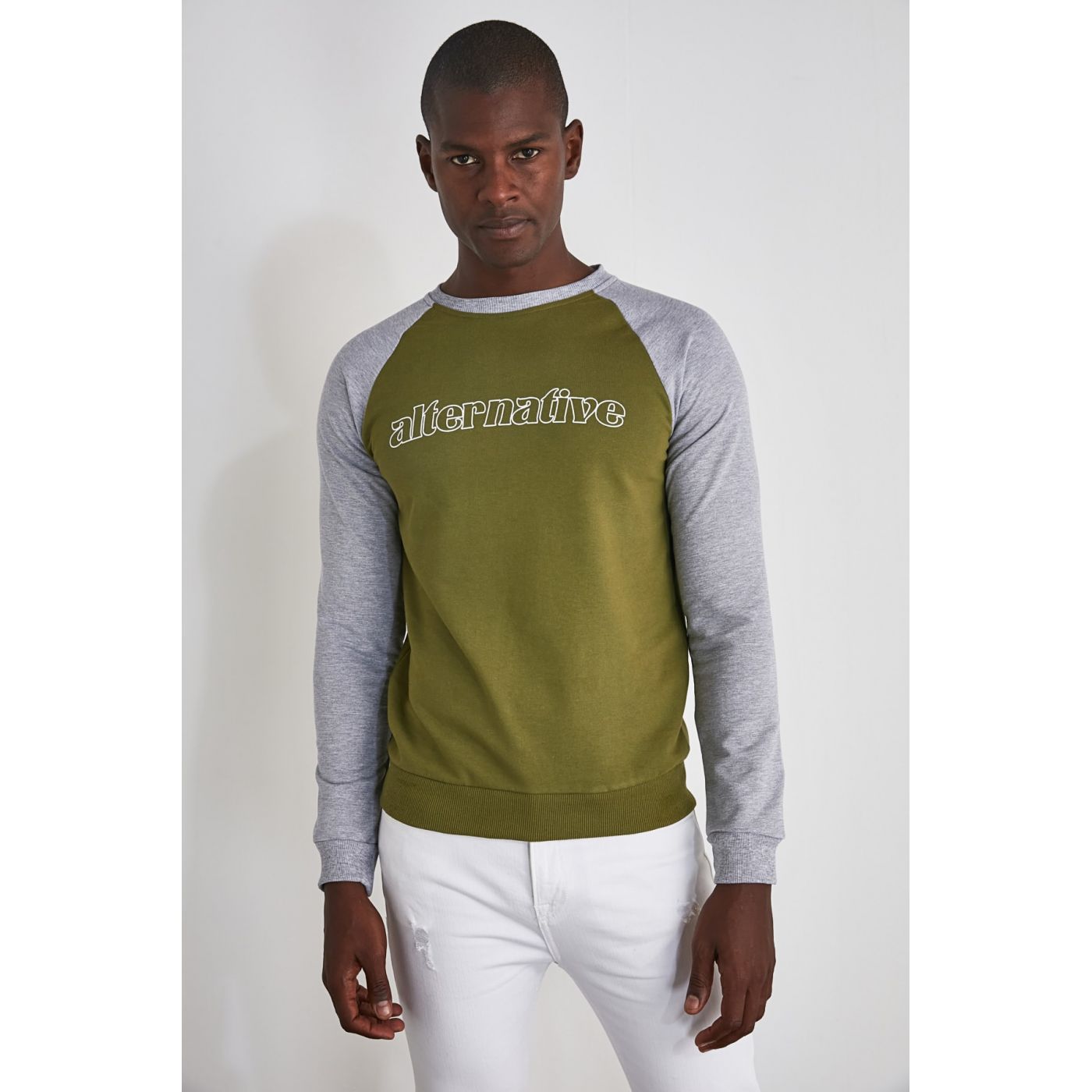Trendyol Khai Men's Printed Bicycle Collar Regular Sweatshirt