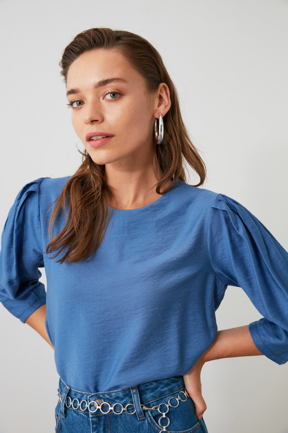 Trendyol Indigo Shoulder Detailed Blouse
