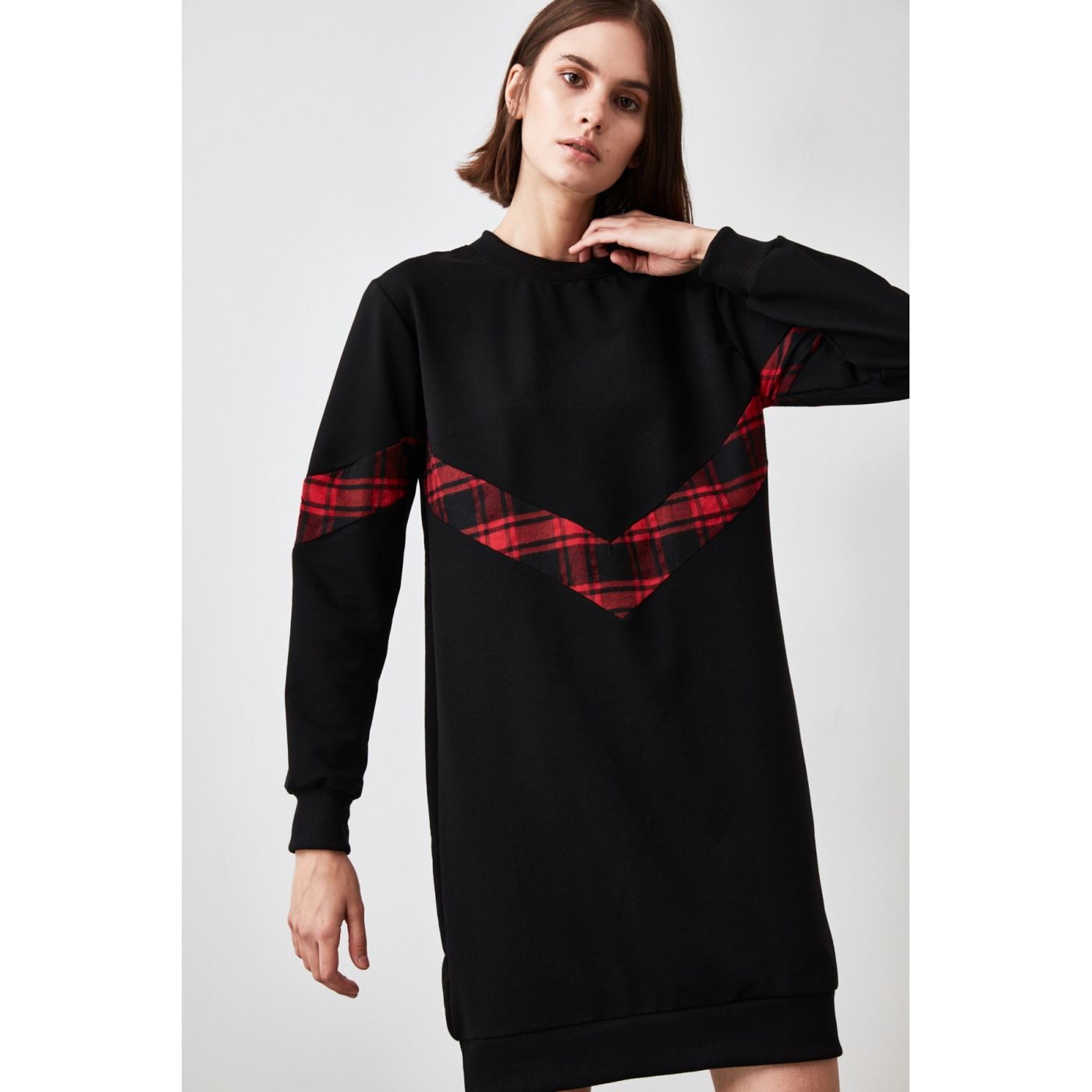 Trendyol Black Ribbon Detailed Knitted Dress
