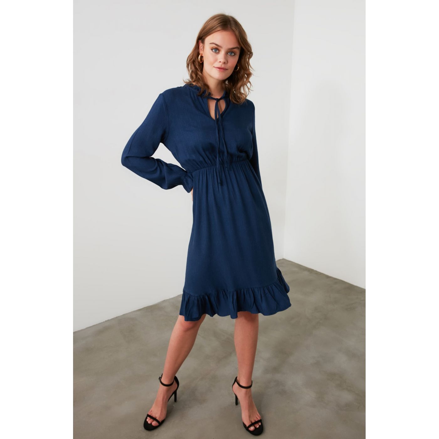 Trendyol Navy Fastening Detailed Dress