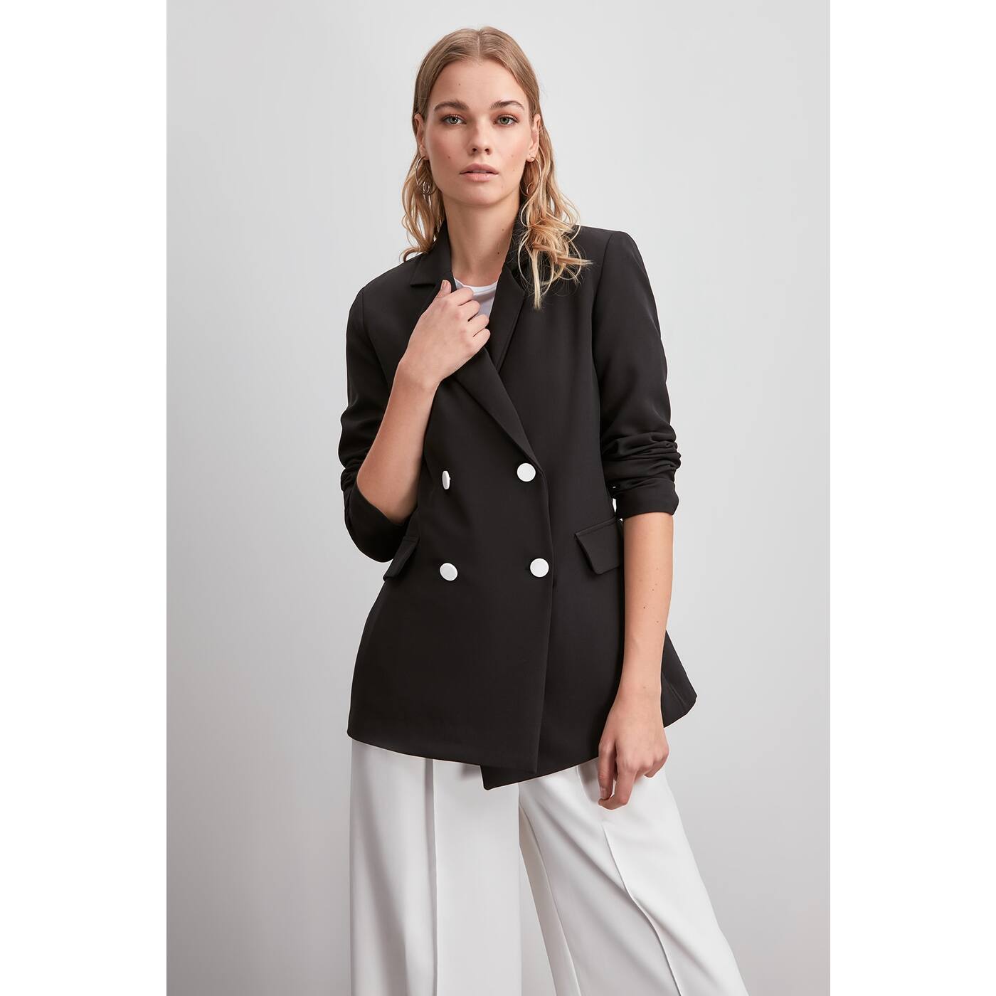 Trendyol Black Button Detailed Blazer Jacket