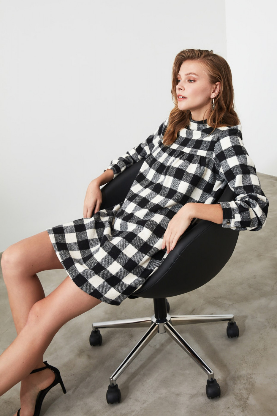 Trendyol White Plaid Dress