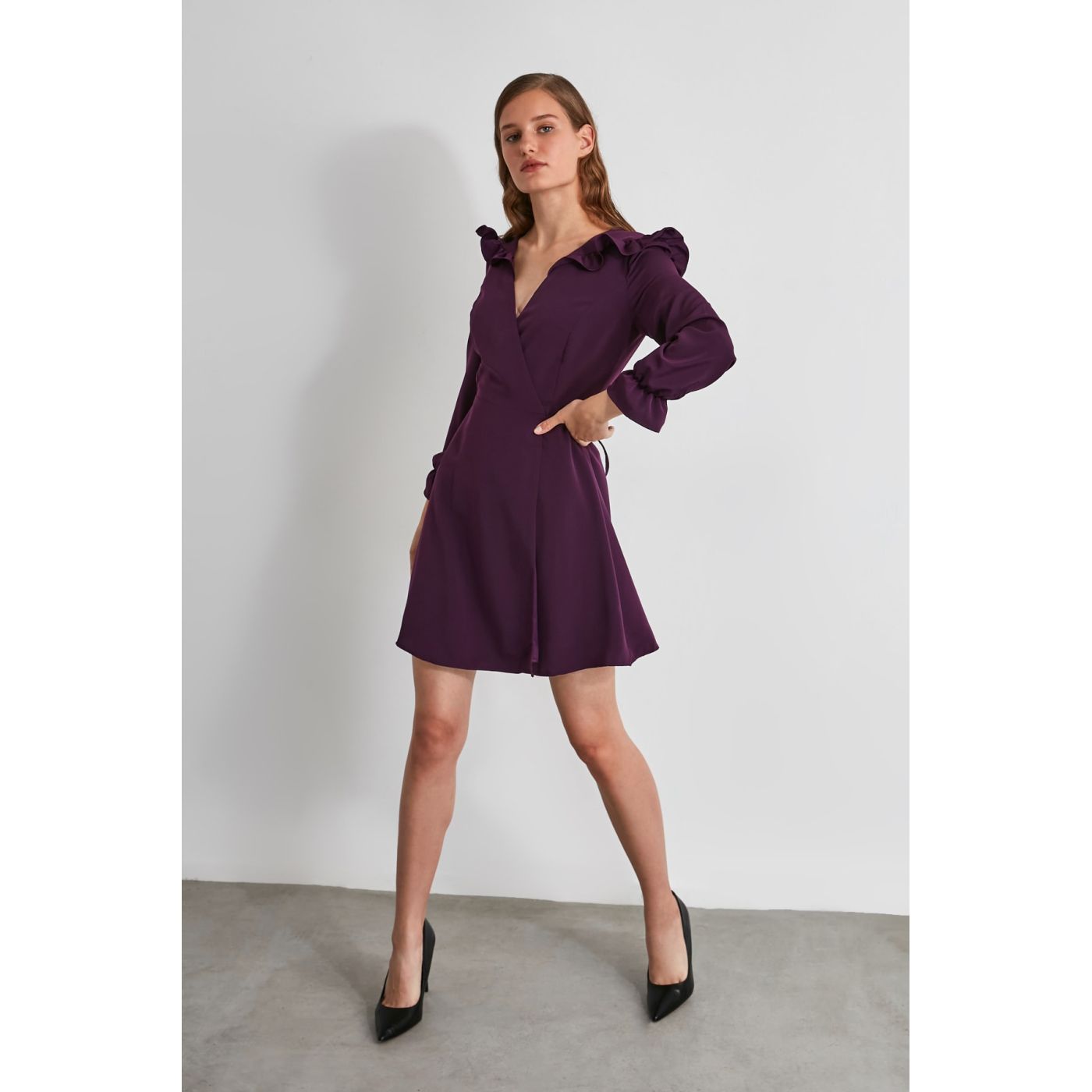 Trendyol Elderberry Shoulder Detailed Dress