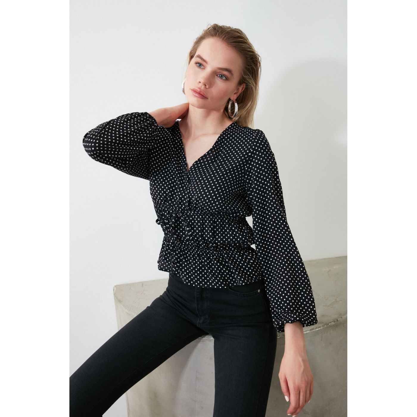 Trendyol Black Polka Blouse