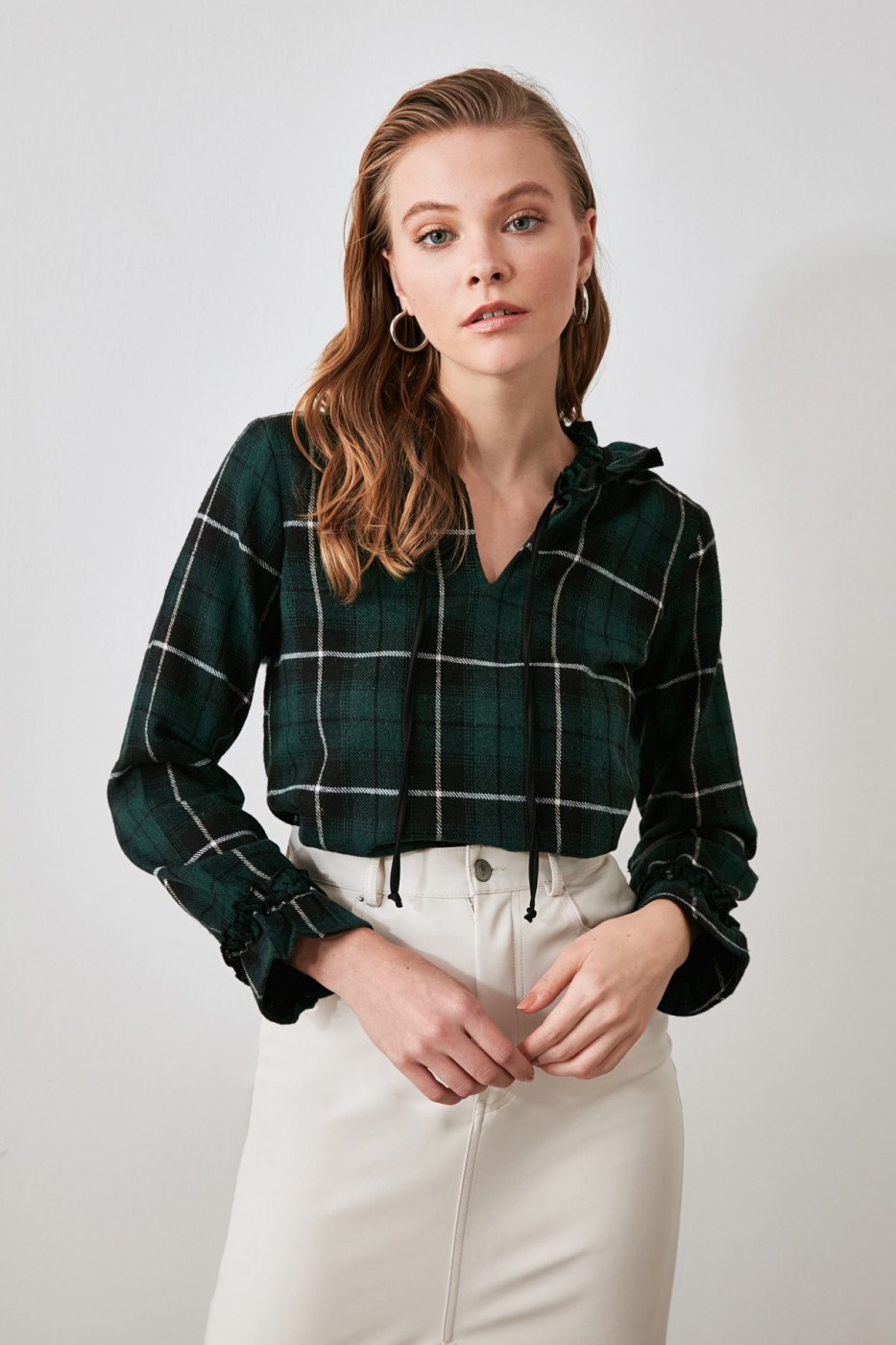 Trendyol Green Collar Detailed Blouse